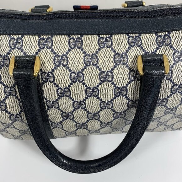 VTG GUCCI Speedy Boston Shoulder Handbag GG Navy Accessory Collection - Picture 9 of 16